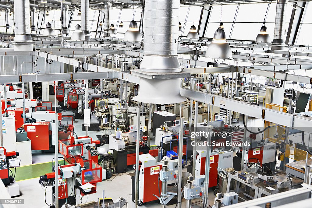 High angle view of factory floor