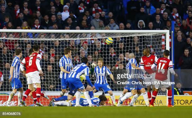 Arsenal's Theo Walcott scores his side's third goal