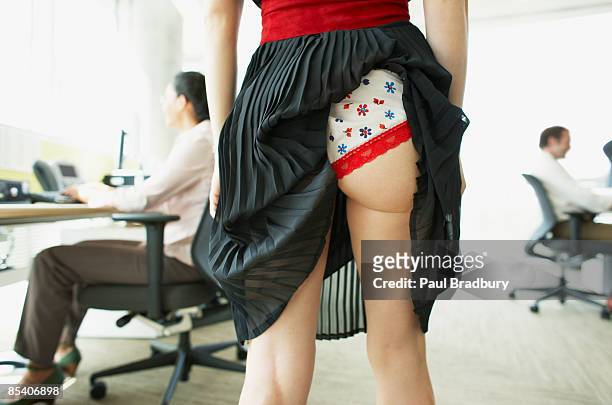 businesswoman with skirt caught in underwear - awkward bildbanksfoton och bilder