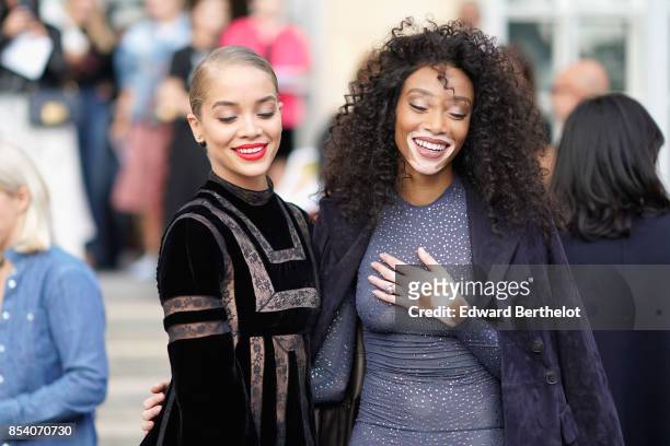 Jasmine Sanders and Winnie Harlow attend the Christian Dior show as part of the Paris Fashion Week Womenswear Spring/Summer 2018 on September 26,...