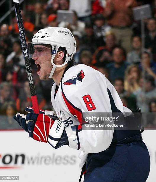 Alex Ovechkin of the Washington Capitals expresses his displeasure over a penalty call against one of his teammates in his game against the...