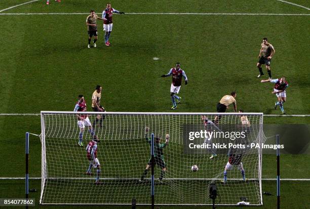 Bradford City's James Hanson scores his team's opening goal