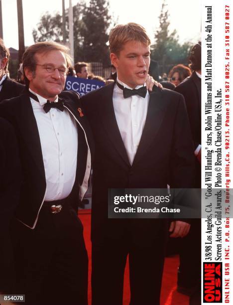 Los Angeles, CA. "Good Will Hunting" stars, Robin Williams and Matt Damon at the 4th Annual Screen Actors Guild Awards.