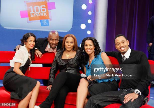 Host Rocsi, President of Music Programming and Specials, BET Networks Stephen Hill, Free, Dr. Michelle Callahan, and BET Host Terrence Jennings,...