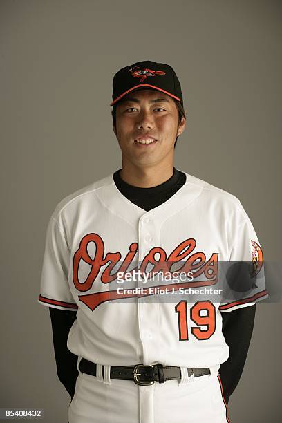Koji Uehara of the Baltimore Orioles poses during Photo Day on Monday, February 23, 2009 at Fort Lauderdale Stadium in Fort Lauderdale, Florida.