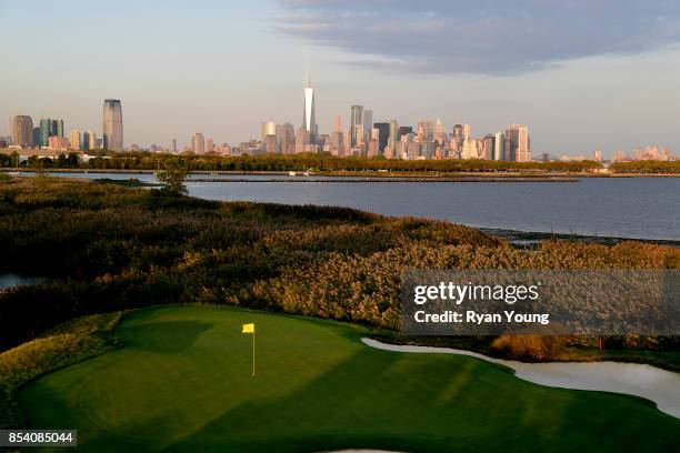 General view of the 10th green prior to the start of the Presidents Cup at Liberty National Golf Club on September 25 in Jersey City, New Jersey.