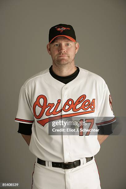 Aubrey Huff of the Baltimore Orioles poses during Photo Day on Monday, February 23, 2009 at Fort Lauderdale Stadium in Fort Lauderdale, Florida.