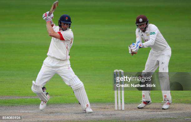 Ryan McLaren of Lancashire batting during the County Championship Division One match between Lancashire and Surrey at Old Trafford on September 26,...