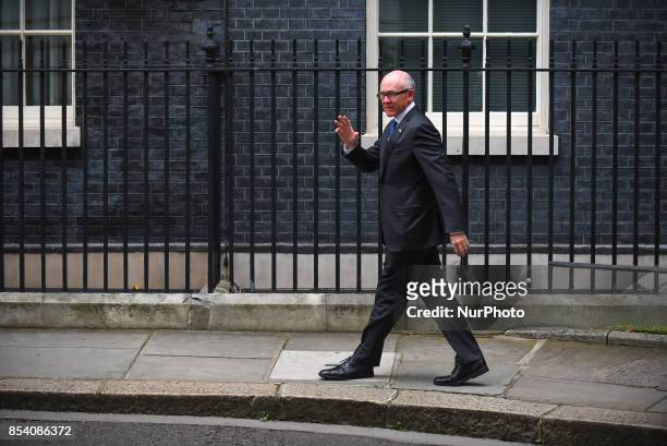The United States Ambassador to the United Kingdom, Woody Johnson, is pictured at Downing Street, London on September 26, 2017.