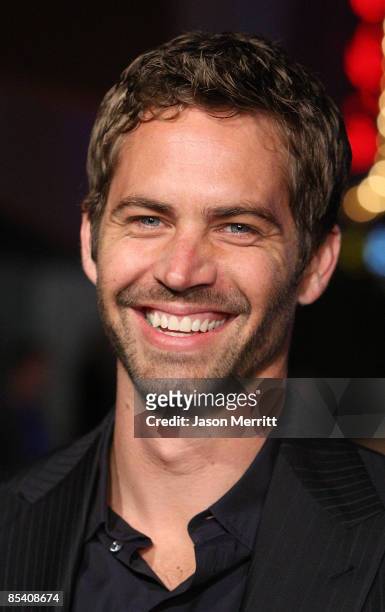 Actor Paul Walker arrives at the premiere Universal's "Fast & Furious" held at Universal CityWalk Theaters on March 12, 2009 in Universal City,...