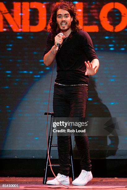 Actor and comedian Russell Brand performs in The Grand Ballroom of the Manhattan Center on March 12, 2009 in New York City.