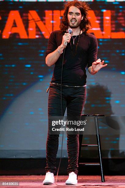 Actor and comedian Russell Brand performs in The Grand Ballroom of the Manhattan Center on March 12, 2009 in New York City.