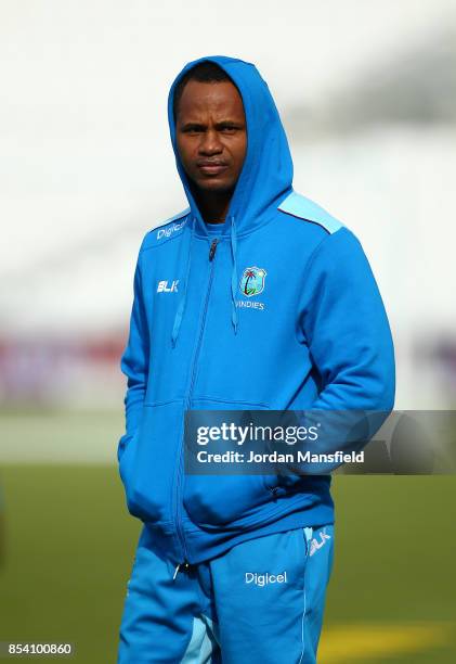 Marlon Samuels of the West Indies during the England & West Indies Nets Session at The Kia Oval on September 26, 2017 in London, England.