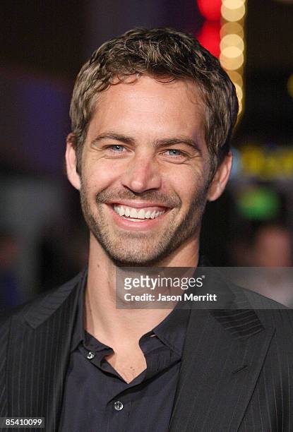 Actor Paul Walker arrives at the premiere Universal's 'Fast & Furious' held at Universal CityWalk Theaters on March 12, 2009 in Universal City,...