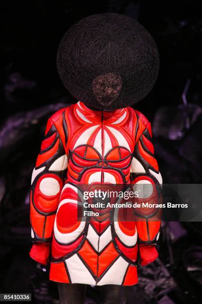Model walks the runway at the Alexander McQueen Ready-to-Wear A/W 2009 fashion show during Paris Fashion Week at POPB on March 10, 2009 in Paris,...