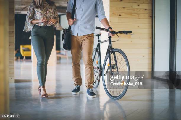 arriving at job - commuter cycling stock pictures, royalty-free photos & images