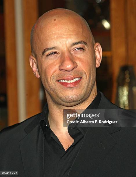 Actor Vin Diesel arrives at the Los Angeles premiere of Universal Studios' "Fast & Furious" at the Gibson Amphitheatre on March 12, 2009 in Universal...