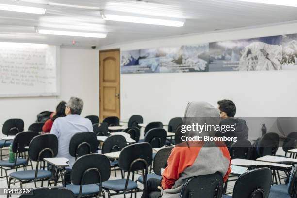 Students attend a class at a Rede Educacional Alub test-prep school in Brasilia, Brazil, on Wednesday, Sept. 13, 2017. President Michel Temer is...