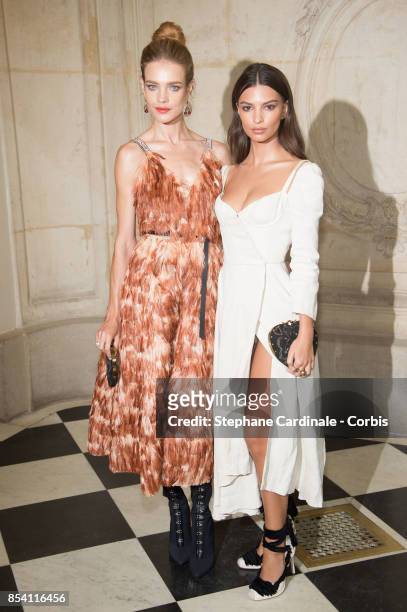 Natalia Vodianova and Emily Ratajkowski attend the Christian Dior show as part of the Paris Fashion Week Womenswear Spring/Summer 2018 at on...