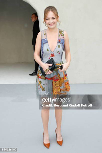 Britt Robertson attends the Christian Dior show as part of the Paris Fashion Week Womenswear Spring/Summer 2018 on September 26, 2017 in Paris,...