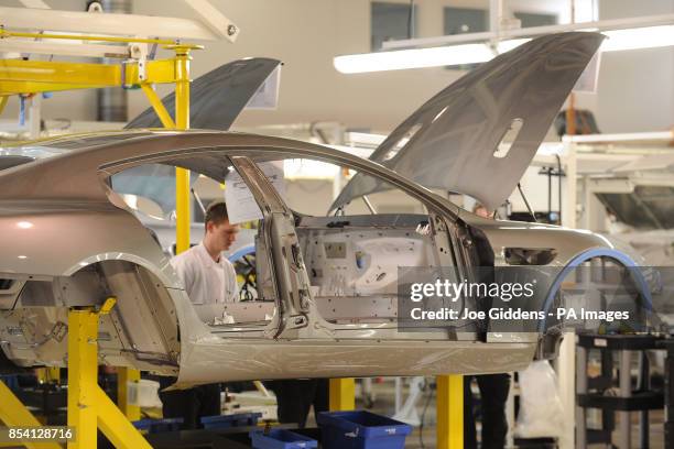 Production of the new Rapide S at the Aston Martin headquarters in Gaydon, Warwickshire.