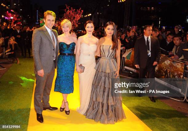 James Franco, Michelle Williams, Rachel Weisz and Mila Kunis arriving for the European Premiere of Oz The Great and Powerful at the Empire cinema in...