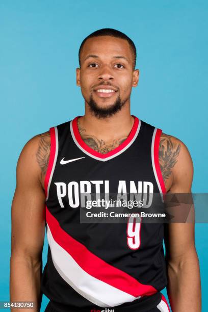 Isaiah Briscoe of the Portland Trail Blazers poses for a head shot during media day on September 25, 2017 at the Moda Center Arena in Portland,...