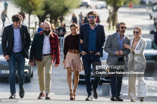 Fernando Bovaira, Simon Santiago, Elena Anaya, Santiago Mitre, Ricardo Darin and Dolores Fonzi attend 'La Cordillera' photocall during 65th San...