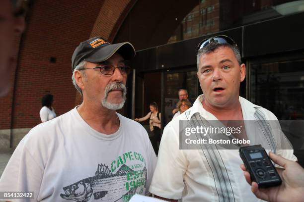 Tony Fernandes, left and Shawn Machie captains on boats owned by Carlos Rafael, aka "The Codfather," comment on their worries about fishermen losing...