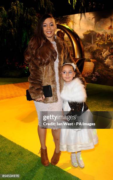 Jade Ellis and her daughter Caiden arriving for the European Premiere of Oz The Great and Powerful at the Empire cinema in London.