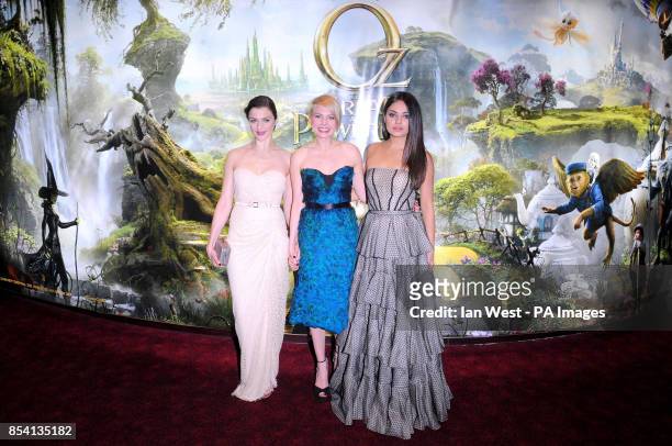 Rachel Weisz, Michelle Williams and Mila Kunis arriving for the European Premiere of Oz The Great and Powerful at the Empire cinema in London.