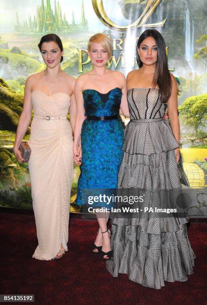 Rachel Weisz , Michelle Williams and Mila Kunis arriving for the European Premiere of Oz The Great and Powerful at the Empire cinema in London.