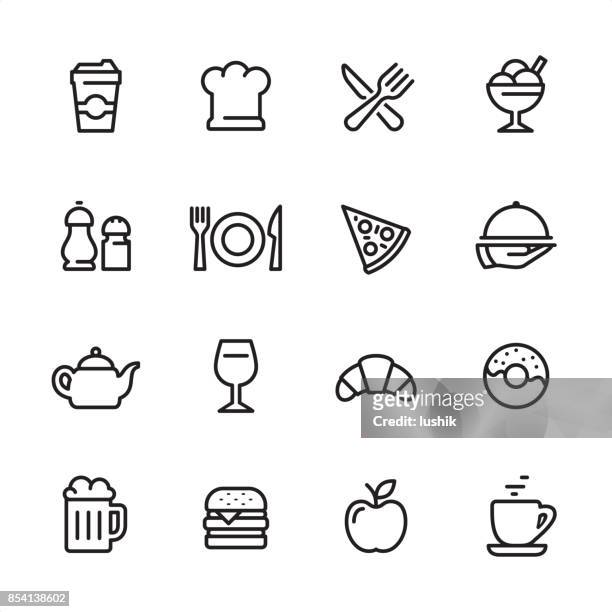 restaurant - gliederung-icon-set - garkochen stock-grafiken, -clipart, -cartoons und -symbole