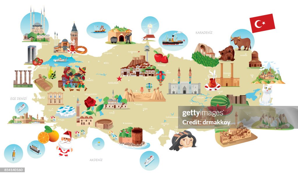 CARTOON MAP OF TURKEY
