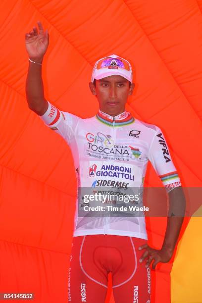 89th Giro Della Toscana 2017 / Stage 1 Podium / Egan Arley BERNAL / Celebration / Pontedera - Pontedera / Memorial Alfredo Martini / GDT /