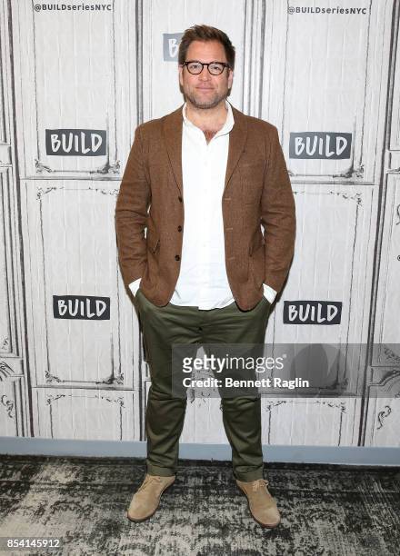 Actor Michael Weatherly visits Build to discuss "Bull" at Build Studio on September 26, 2017 in New York City.