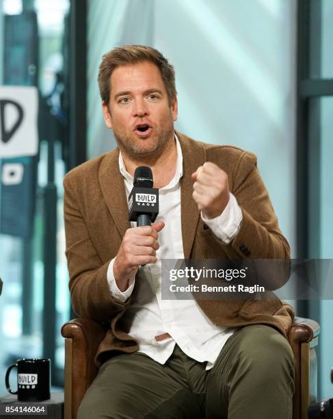 Actor Michael Weatherly visits Build to discuss "Bull" at Build Studio on September 26, 2017 in New York City.