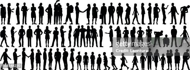 highly detailed people silhouettes - young adult stock illustrations