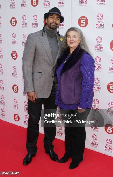 David Haye and his mum Jane arriving for the Tesco Mum of the Year Awards at The Savoy hotel in central London.