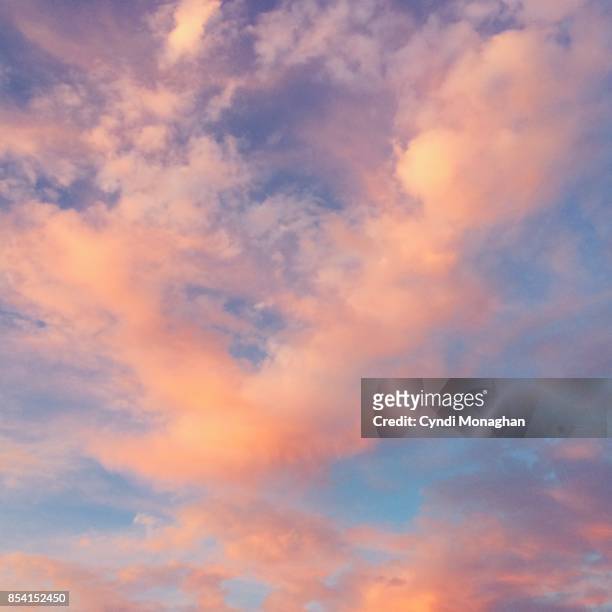 pink clouds and blue sky - pink clouds stock pictures, royalty-free photos & images