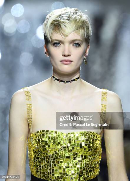 Model Ruth Bell walks the runway during the Christian Dior show as part of the Paris Fashion Week Womenswear Spring/Summer 2018 on September 26, 2017...