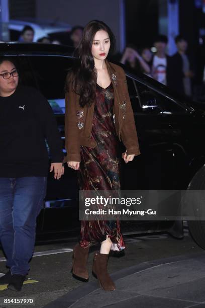 Sunmi of girl group Wonder Girls attends the "POLO RALPH LAUREN" Photocall on September 26, 2017 in Seoul, South Korea.