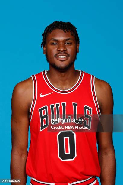 Diamond Stone of the Chicago Bulls poses for a head shot during NBA Media Day on September 25, 2017 at the Advocate Center in Chicago, Illinois. NOTE...