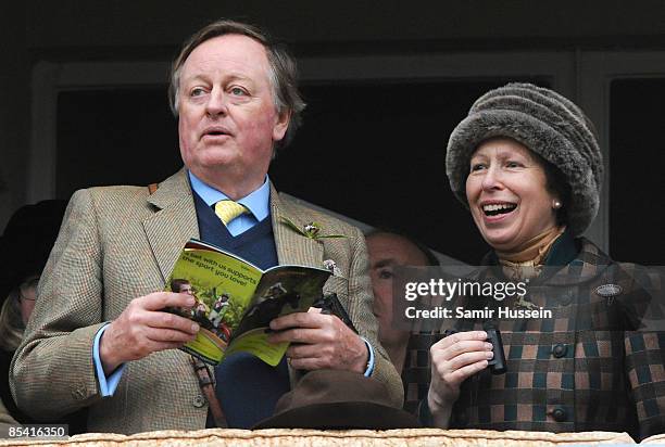 Andrew Parker-Bowles and Princess Anne, the Princess Royal a race on Gold Cup day at the Cheltenham Festival on March 13, 2009 in Cheltenham, England.