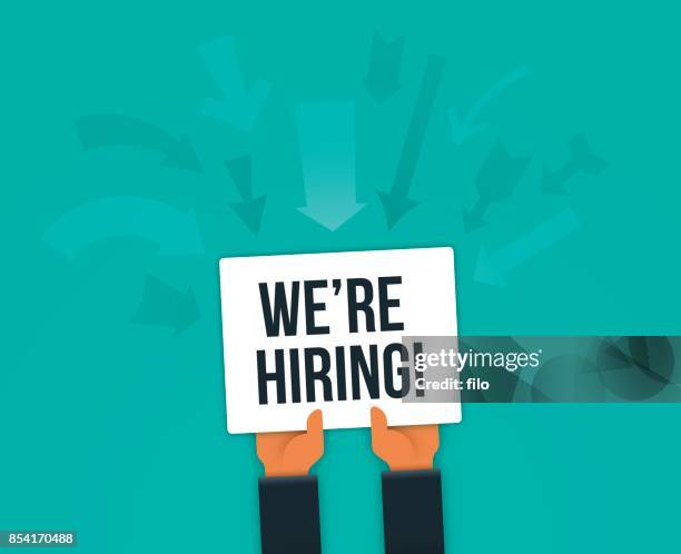 ilustrações de stock, clip art, desenhos animados e ícones de we're hiring sign - help wanted sign