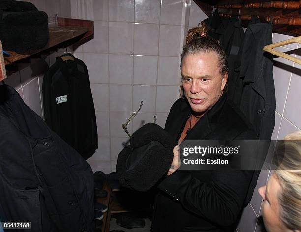 Actor Mickey Rourke visits a Butyrka jail in preparation to work on a new film on March 13, 2009 in Moscow, Russia. The Russian premiere of 'The...