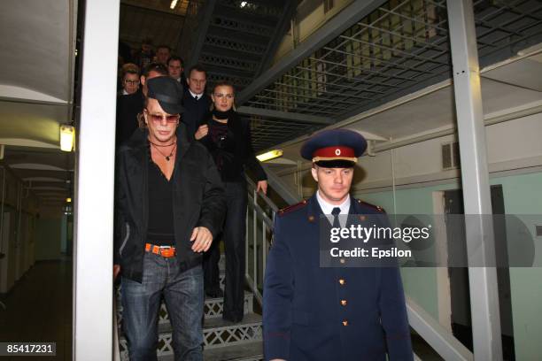 Actor Mickey Rourke visits a Butyrka jail in preparation to work on a new film on March 13, 2009 in Moscow, Russia. The Russian premiere of 'The...