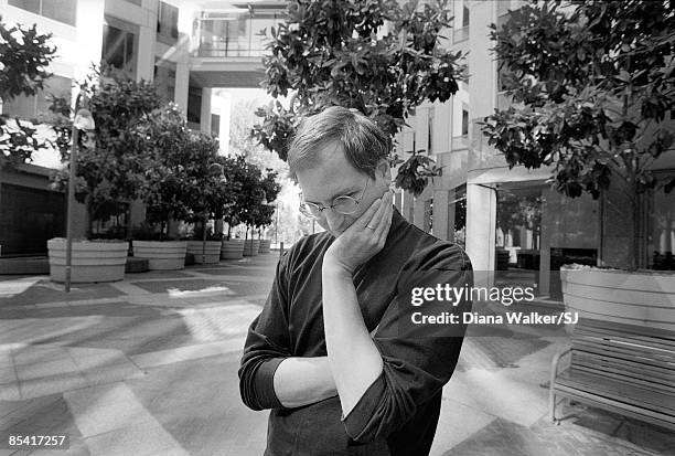 Apple Computer head Steve Jobs outside of Apple HQ a day before heading to Boston for MacWorld Expo to announce Apple's alliance w. Microsoft. In...