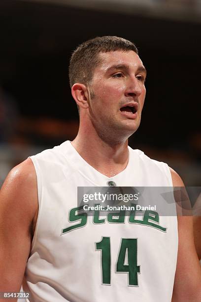 Goran Suton of the Michigan State Spartans looks on against the Minnesota Golden Gophers during the second round of the Big Ten Men's Basketball...