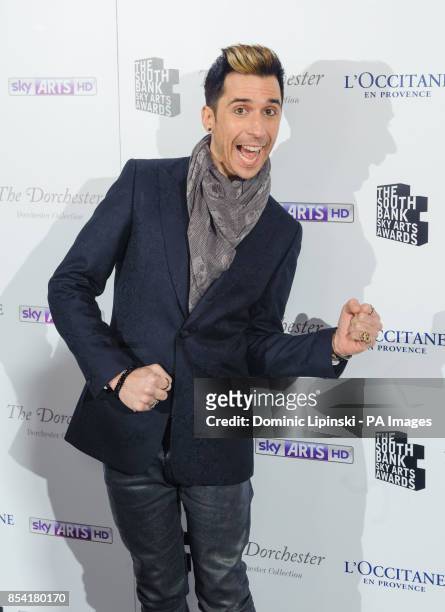 Russell Kane arriving at the Sky Arts South Bank Awards, at the Dorchester hotel, in central London.